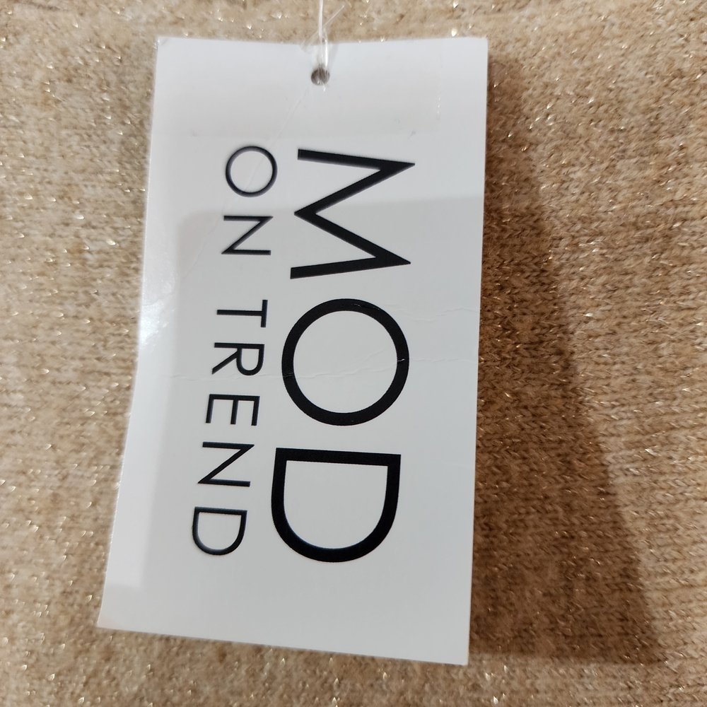 MOD On Trend Women's Shimmer Crewneck Sweater in Beige - Picture 3 of 6